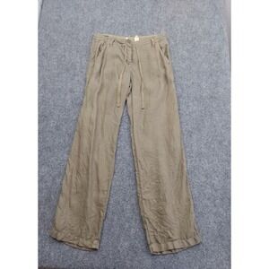 J Crew Pants womens 4 Olive Green City Fit 100% Linen Wide Leg Drawstring